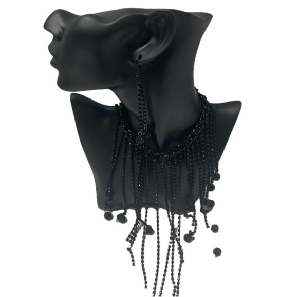 black Tear Drop Necklace Set. NEW - Picture 1 of 7